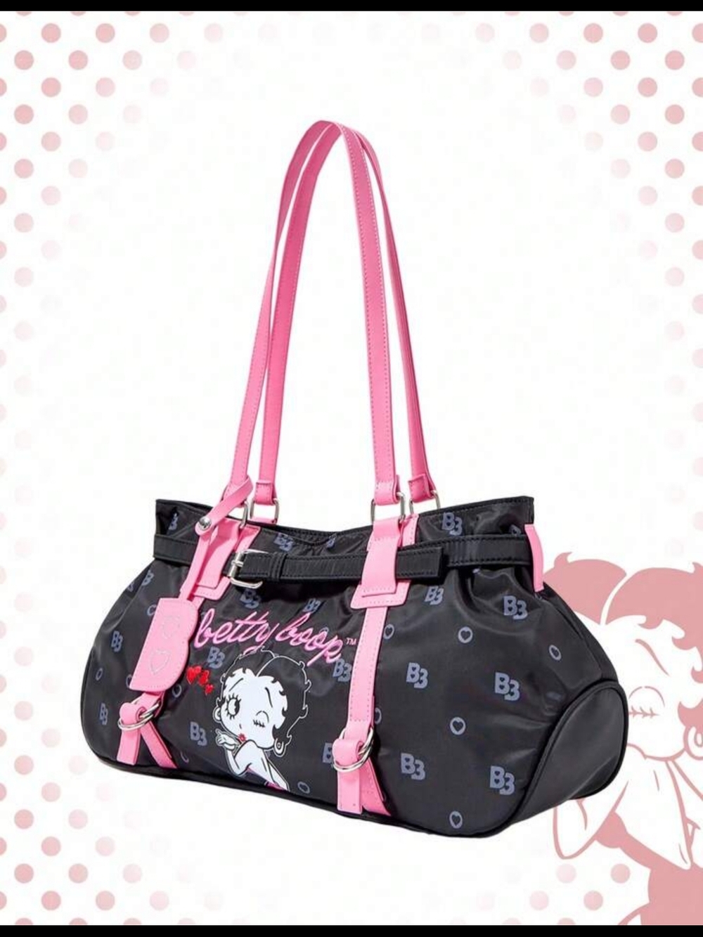Betty Boop Pink-Accent Black Tote Bag